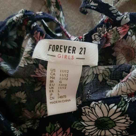 Forever 21 Girls Size 11 Size 12 Spaghetti Cross Straps Blouse Tank Top Floral - Picture 9 of 12